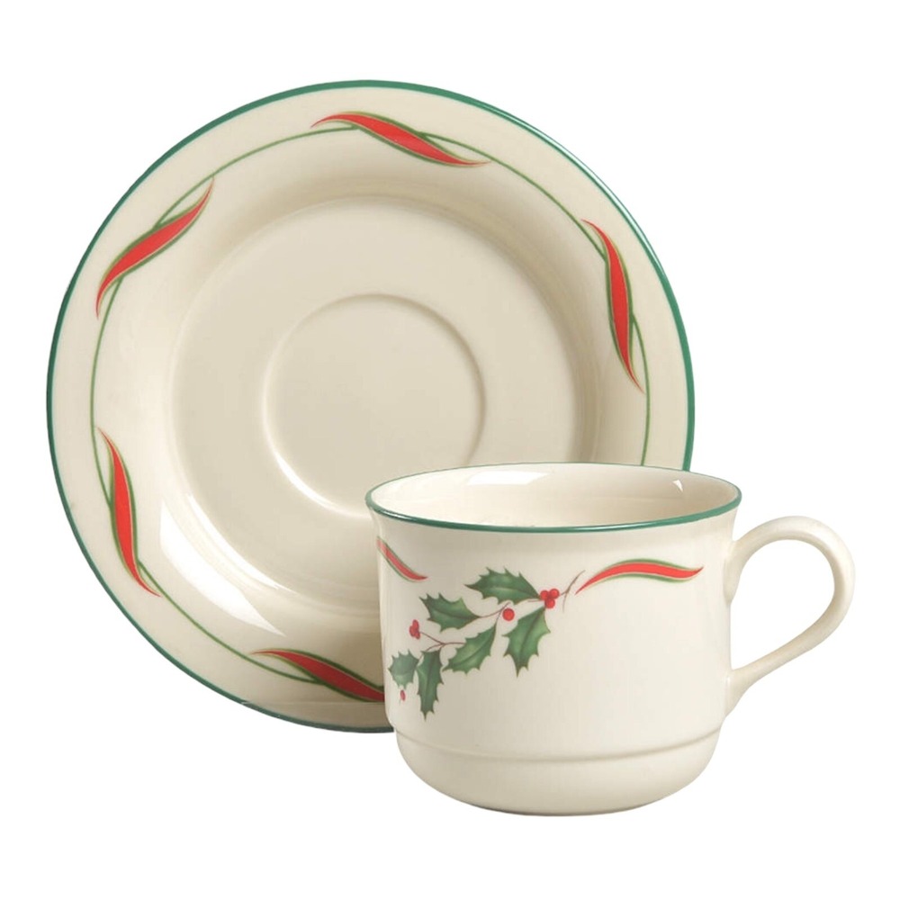Lenox Country Holly Cup & Saucer EUC